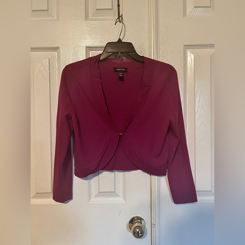 Spense Magenta Color Long Sleeve Sweater Shrug Small